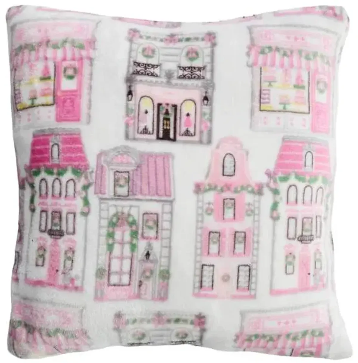 Sugar Cookie Townhouse Multicolor Throw Pillow, 18"