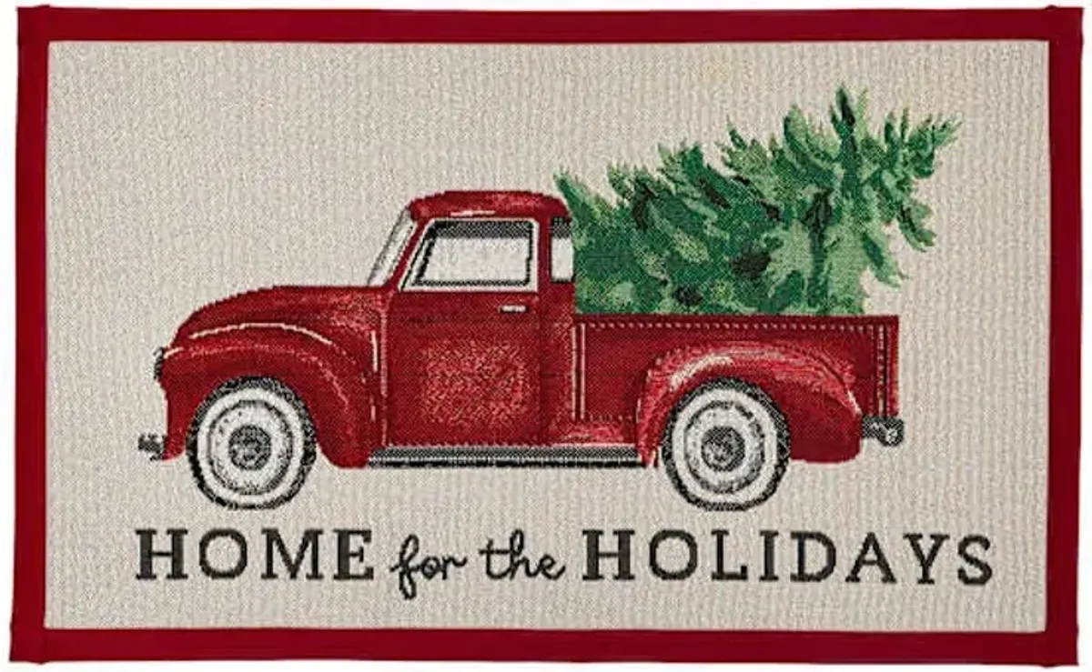 Home for the Holidays Red Truck Kitchen Mat, 18x30