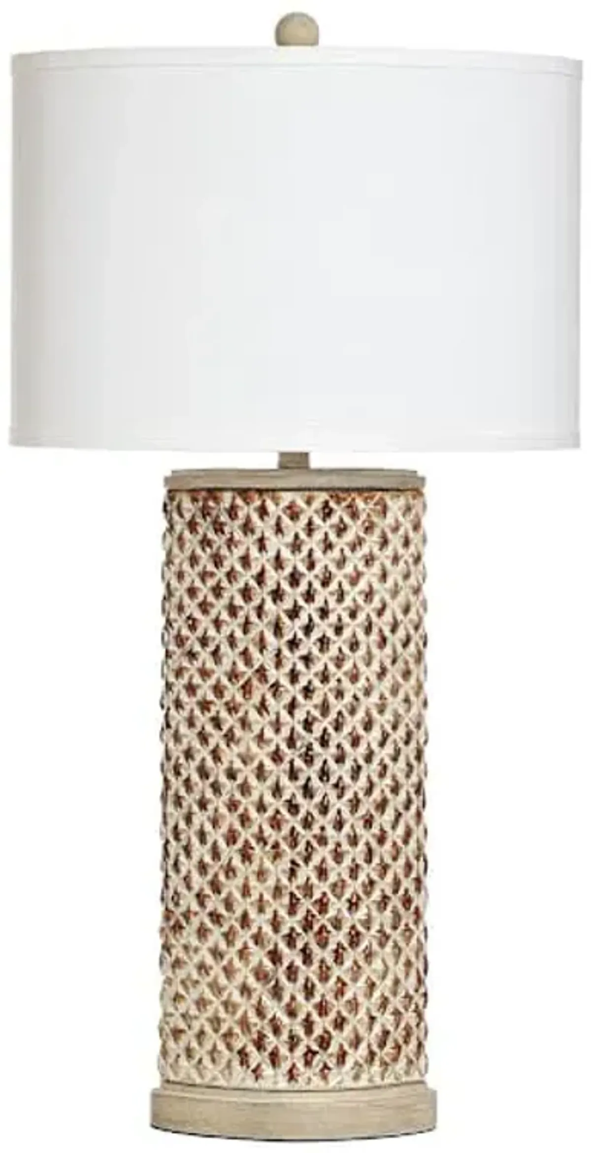 Beige Opal Ceramic Lamp with Shade, 35"