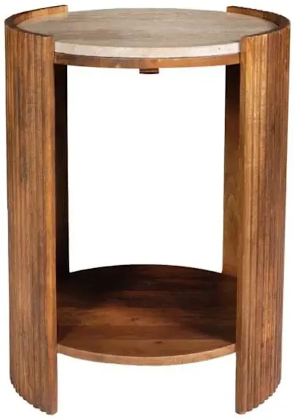 Ansel Travertine Accent Table, Mango Wood