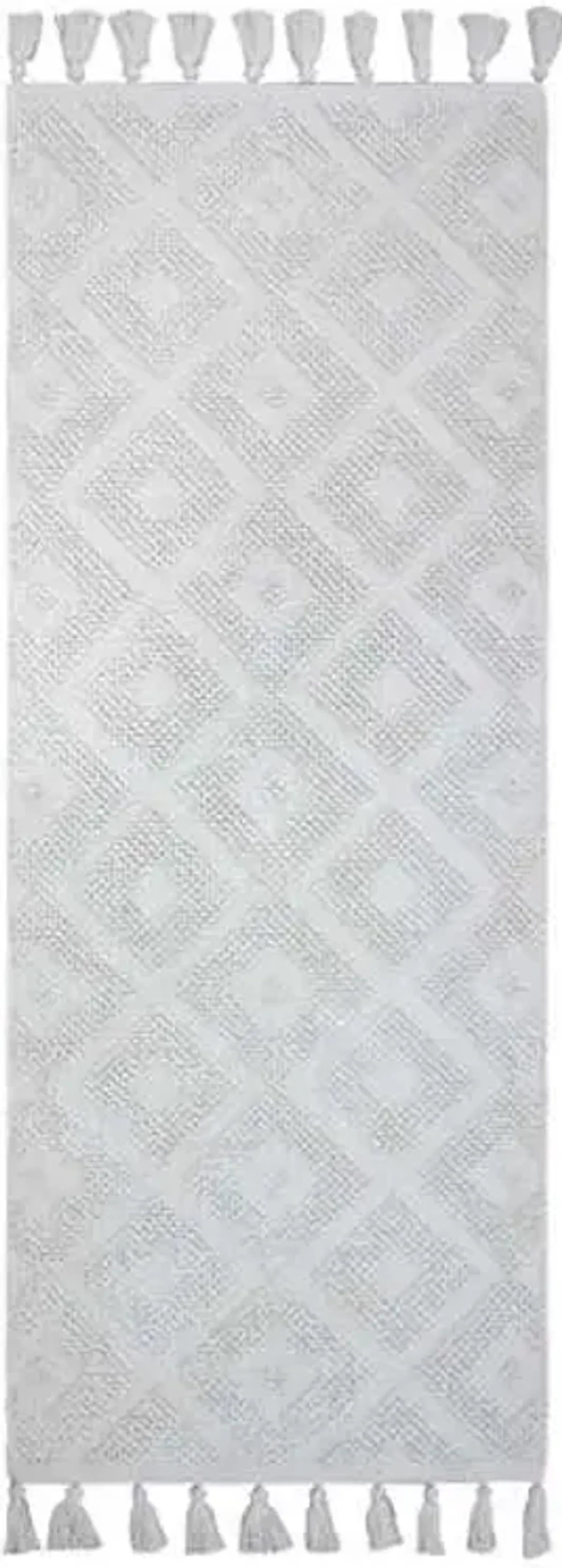 Ivory Hi-Lo Diamond Handwoven Runner, 2.5x7