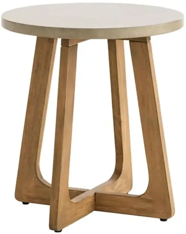 Toasted Brown Wood with Marbled Cement Top Side Outdoor Table