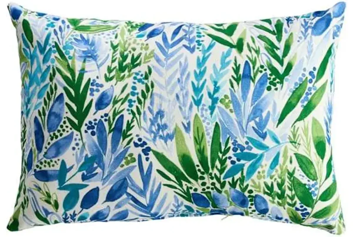 Eden Botanical Floral Woven Lumbar Outdoor Throw Pillow, 14x20