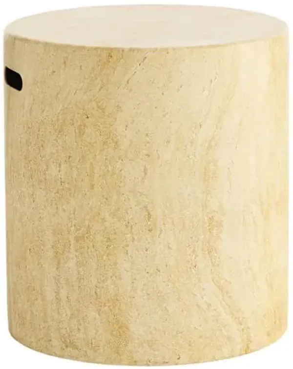 Travertine Finish Patio Side Table