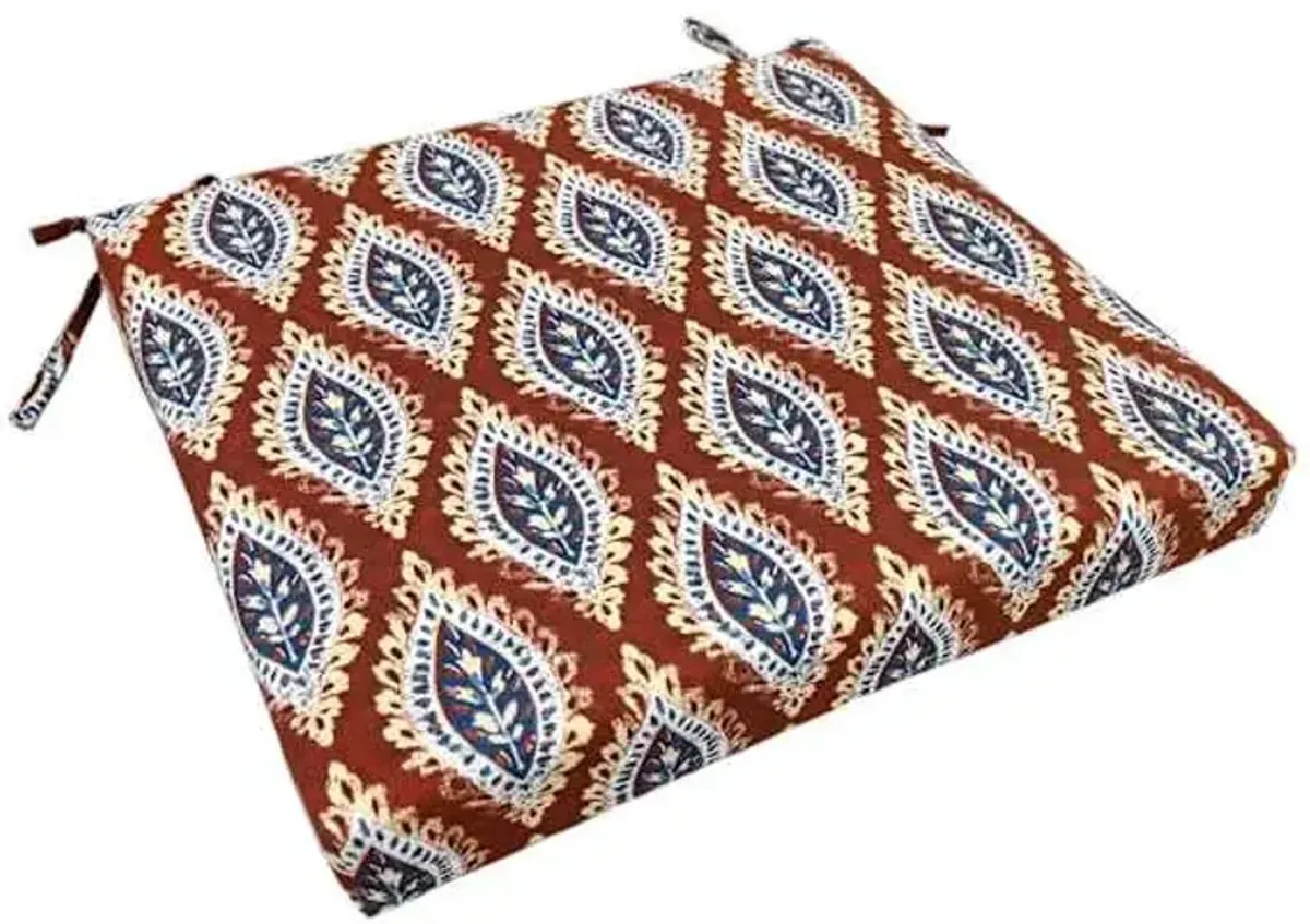 Block Print Spice Outdoor Square Seat Cushion