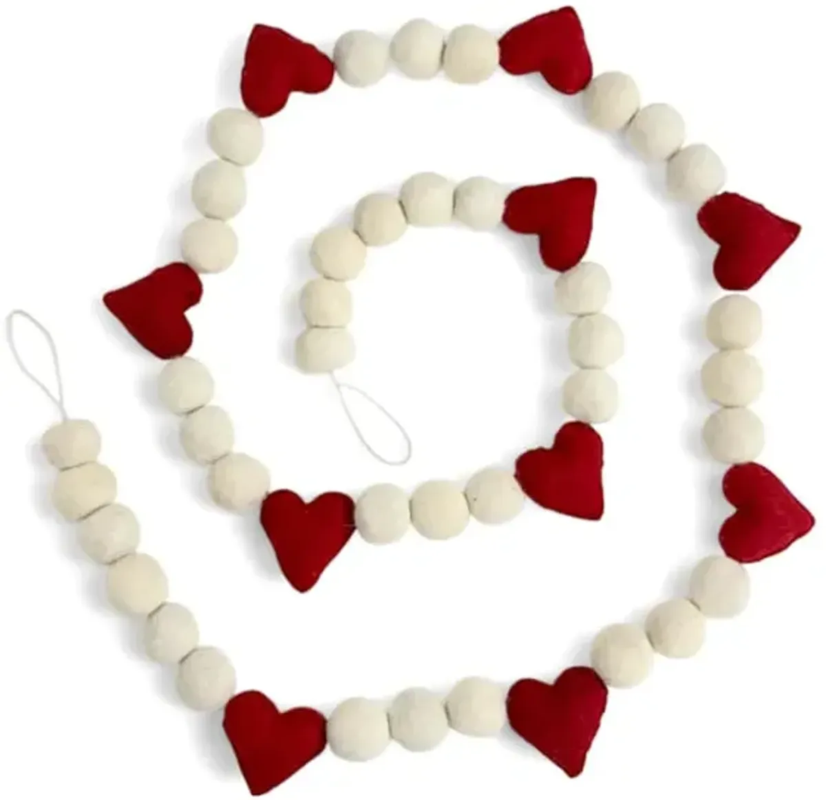 Red & White Heart Felt Garland, 72"