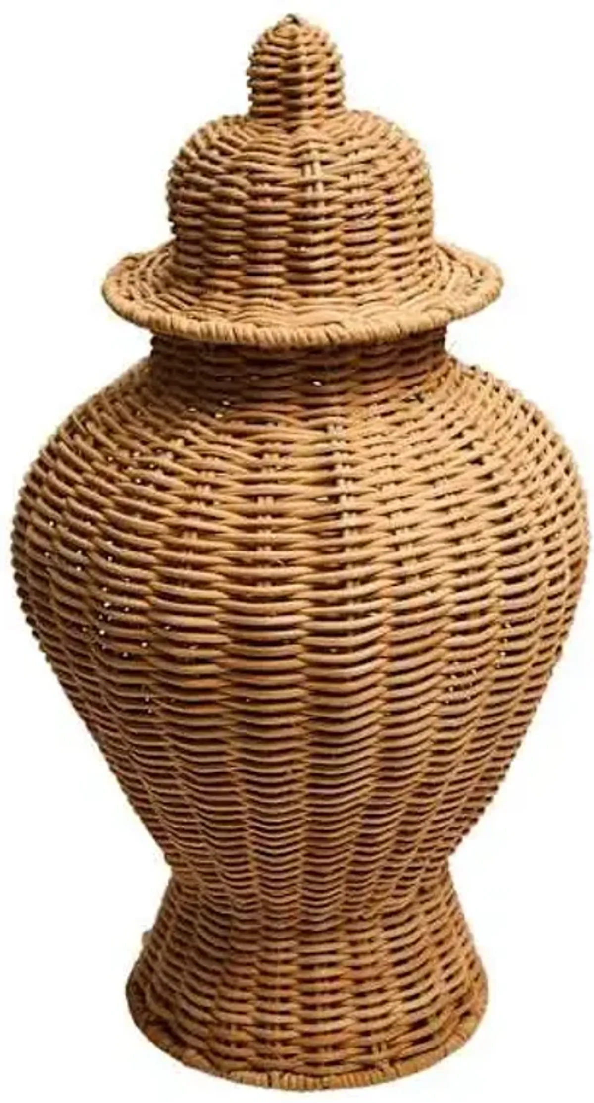 Natural Rattan Ginger Jar, 14"