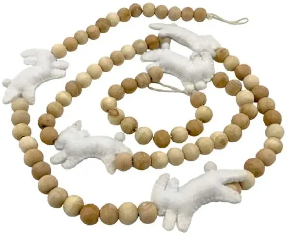 Beaded Wooden Bunny Garland, 72"