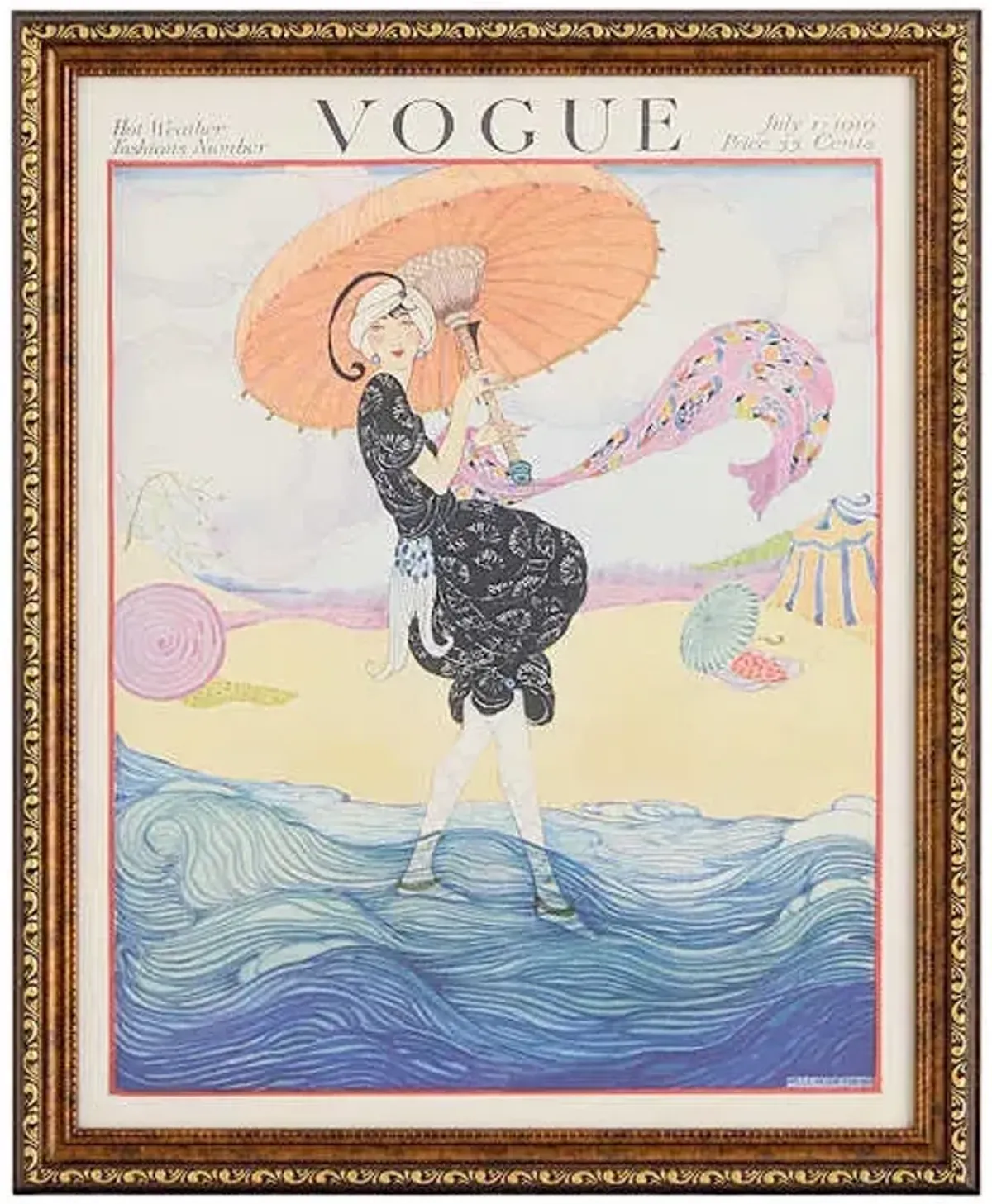 Glass Framed Vogue Umbrella Print Wall Art, 18x22