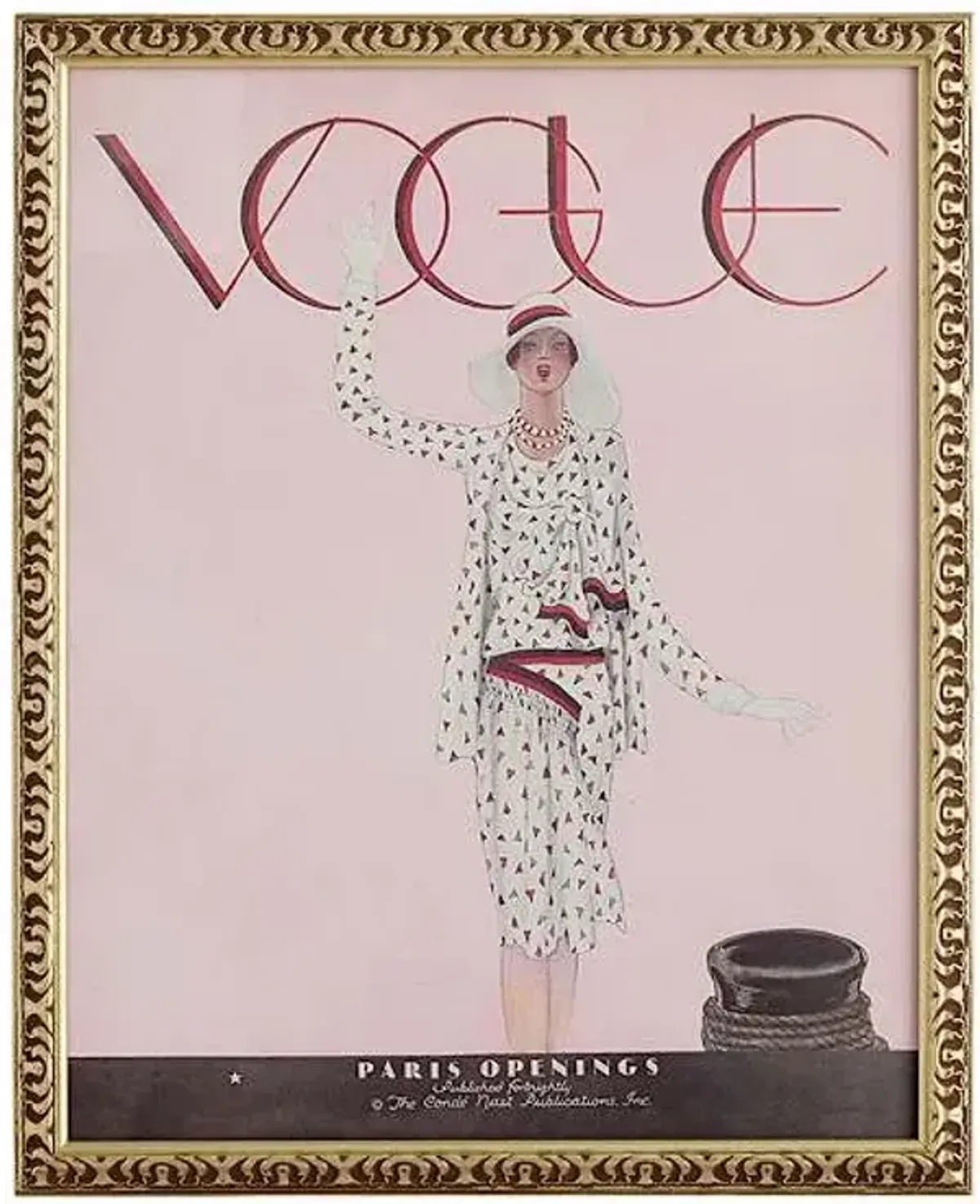 Glass Framed Pink Vogue Print Wall Art, 17x21