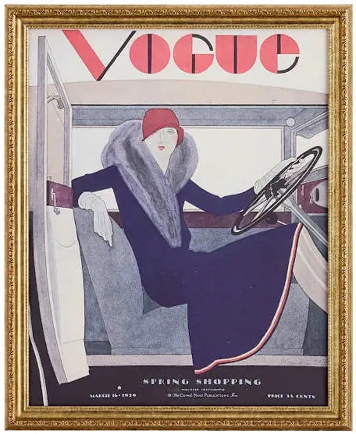 Glass Framed Vogue Car Print Wall Art, 18x22