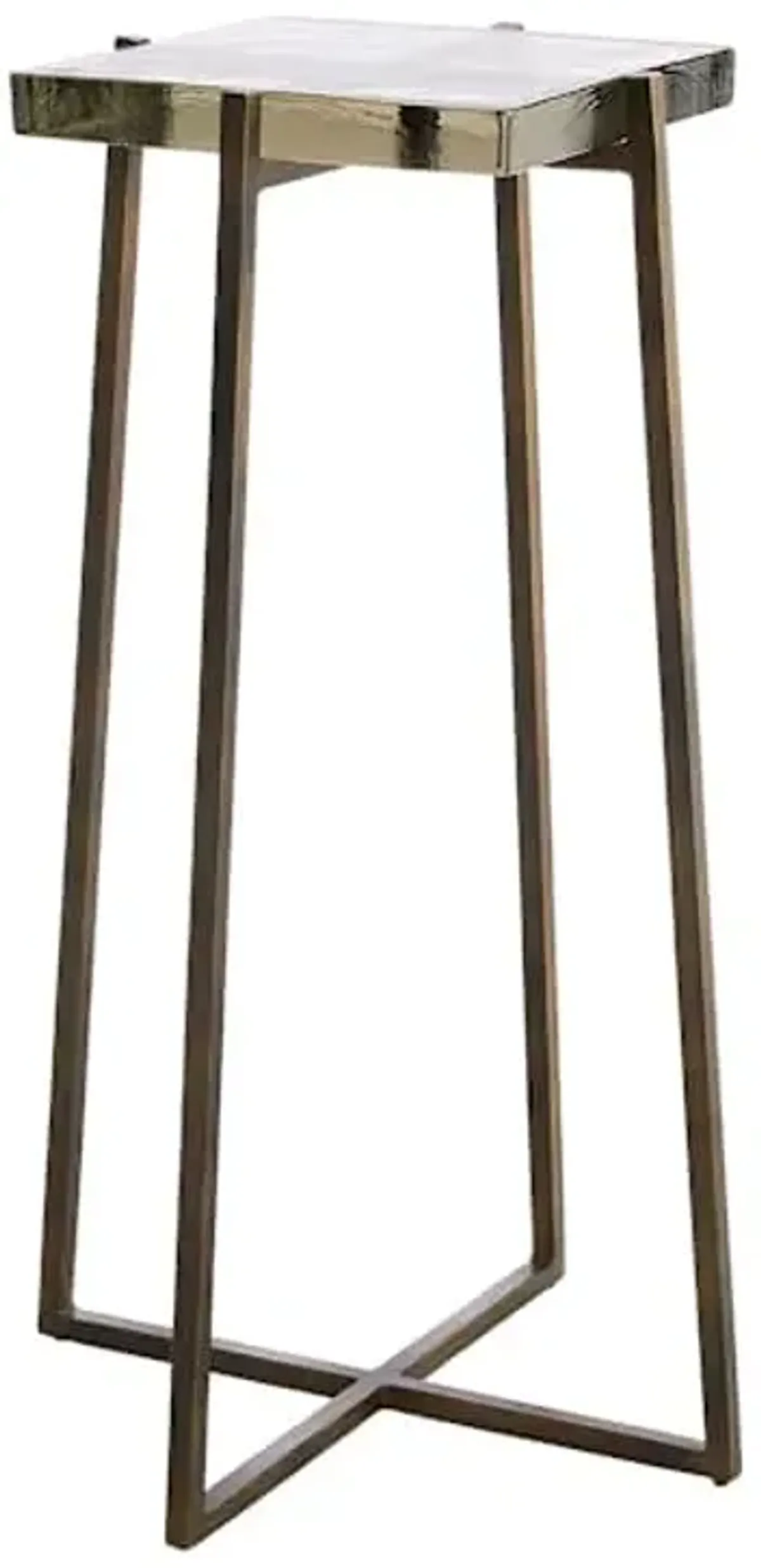 Rhea Metal & Glass Drink Table, Grey