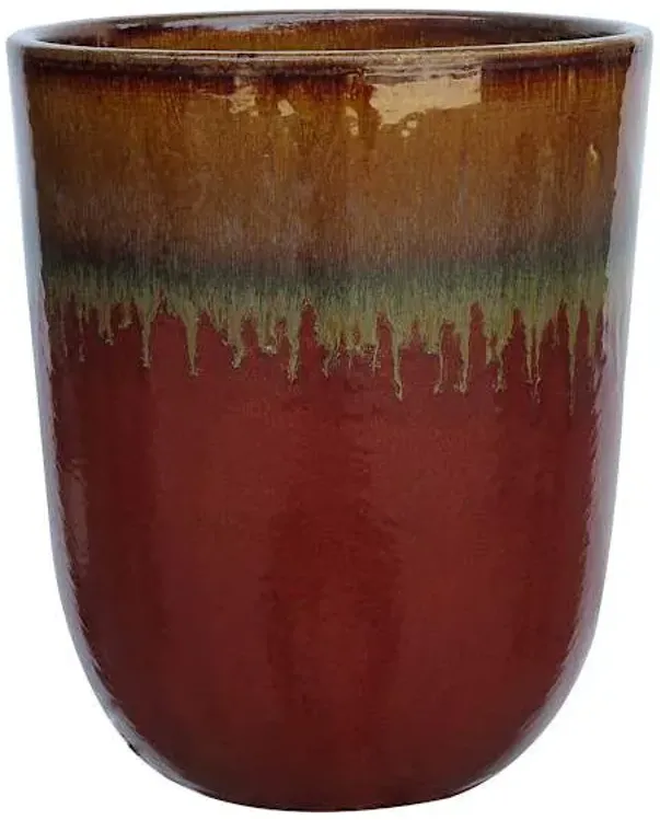 Luna Red Ceramic Tall Outdoor Planter, Medium