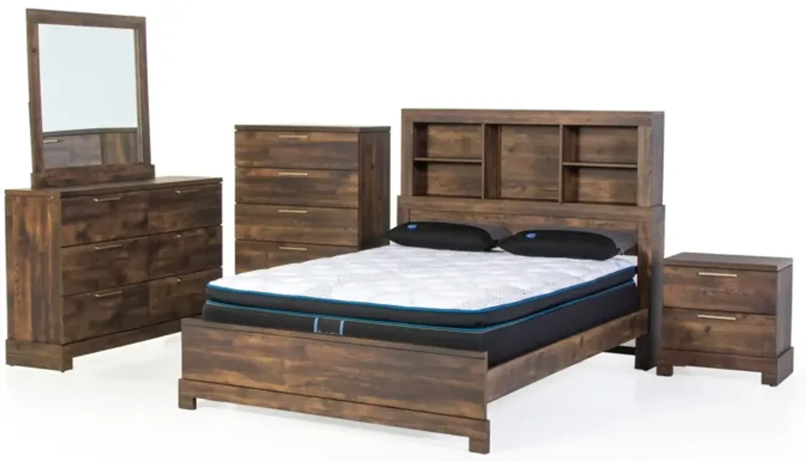 6 Piece Queen Bedroom Set with Bookcase Headboard