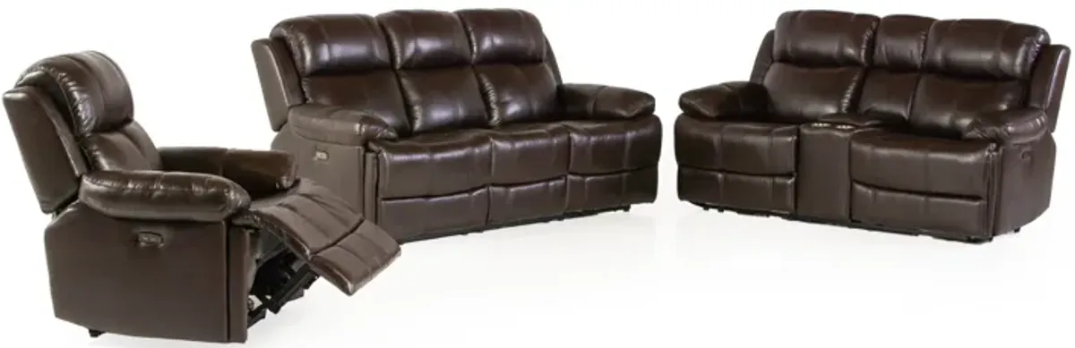 3 Piece Power Reclining Living Room Set - Top Grain Leather