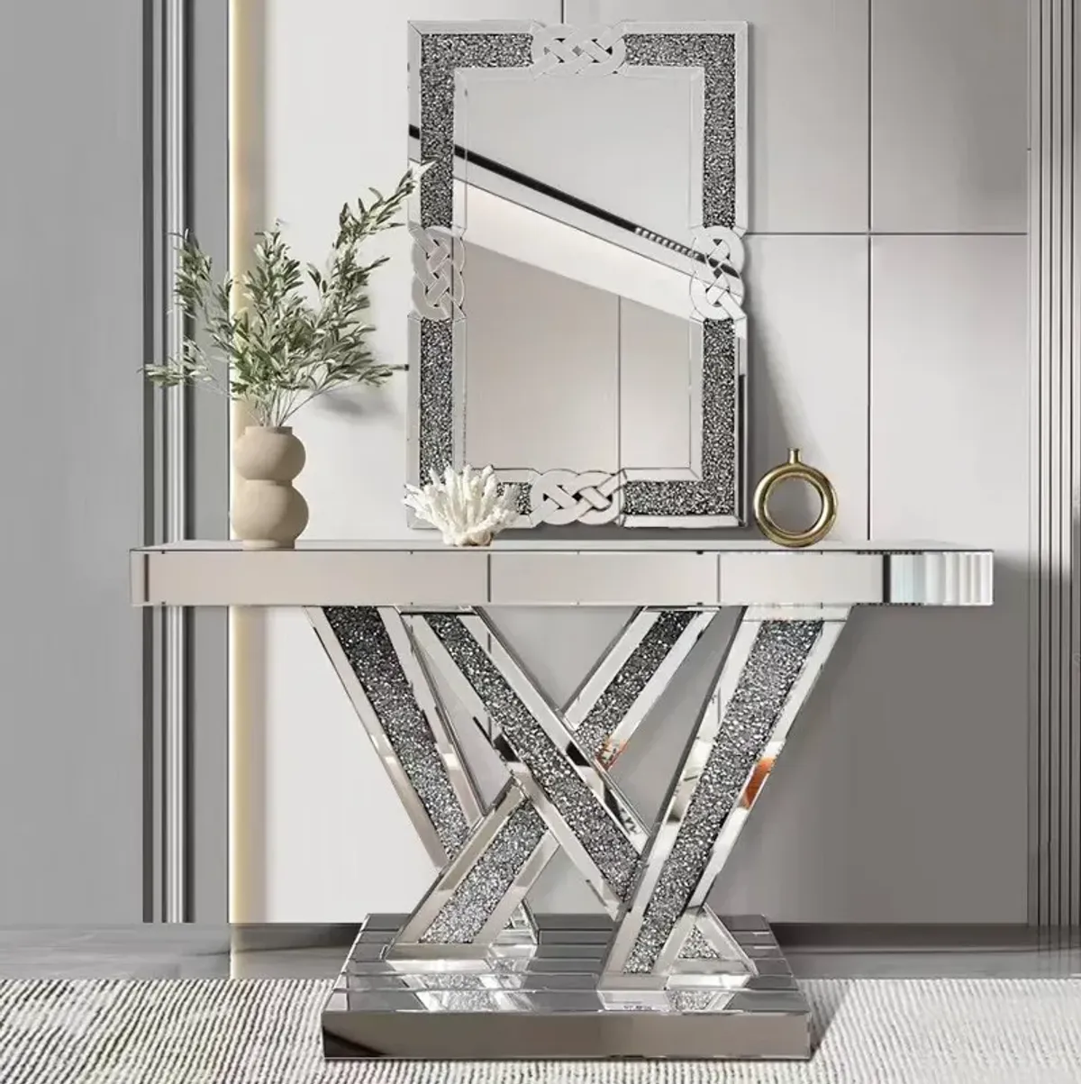 MIRROR CONSOLE TABLE SET (PICK UP AT STORE ONLY)