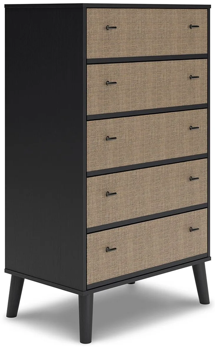 Charlang - Black / Gray - Five Drawer Chest