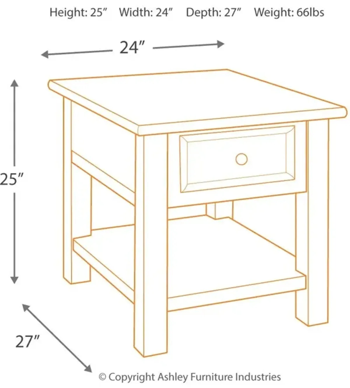 Tyler - Grayish Brown / Black - Rectangular End Table