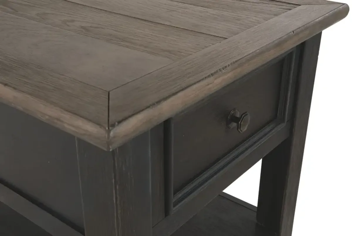 Tyler - Grayish Brown / Black - Rectangular End Table