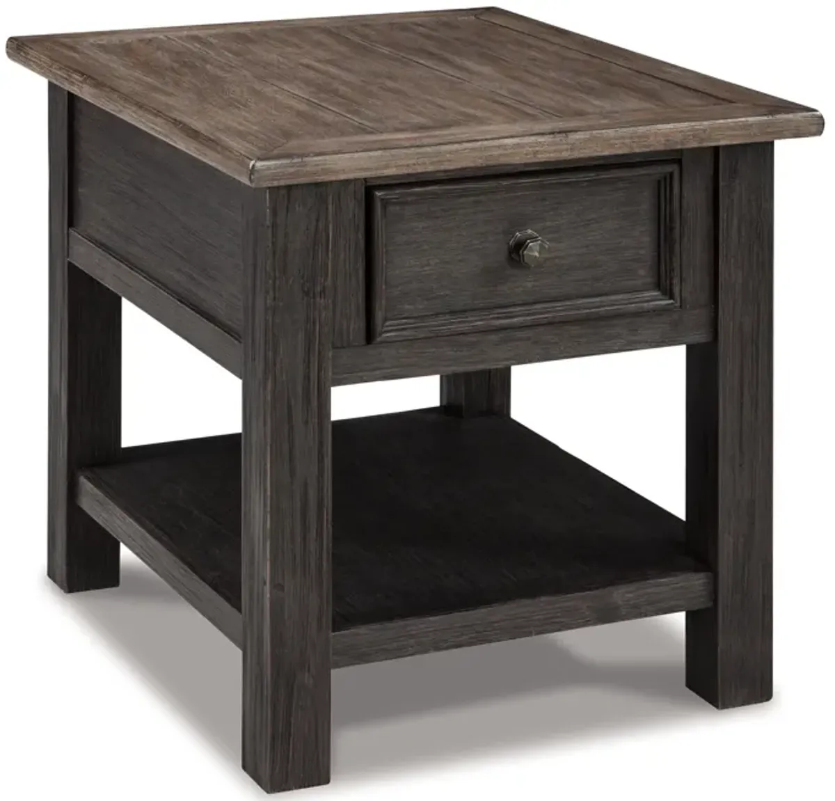 Tyler - Grayish Brown / Black - Rectangular End Table