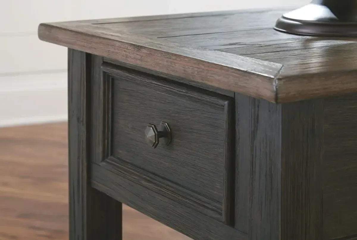 Tyler - Grayish Brown / Black - Rectangular End Table