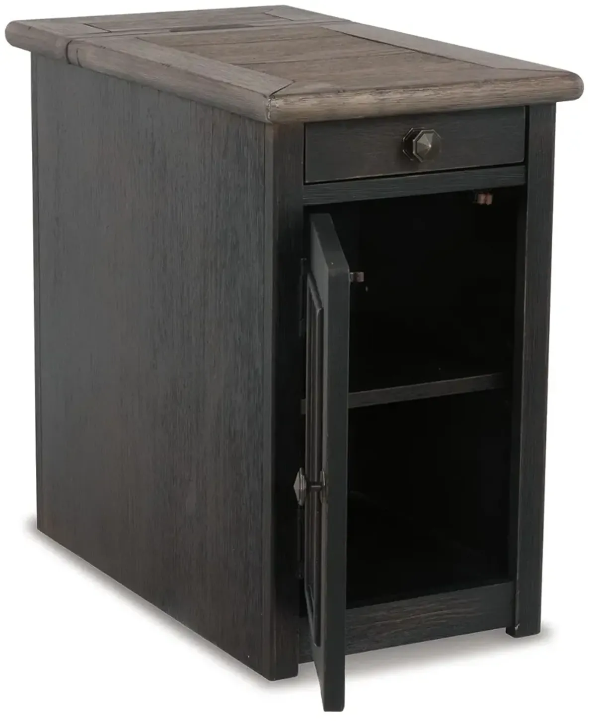 Tyler Creek - Chair Side End Table - Grayish Brown / Black