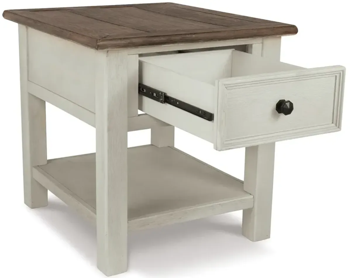 Bolanburg - White / Brown / Beige - Rectangular End Table