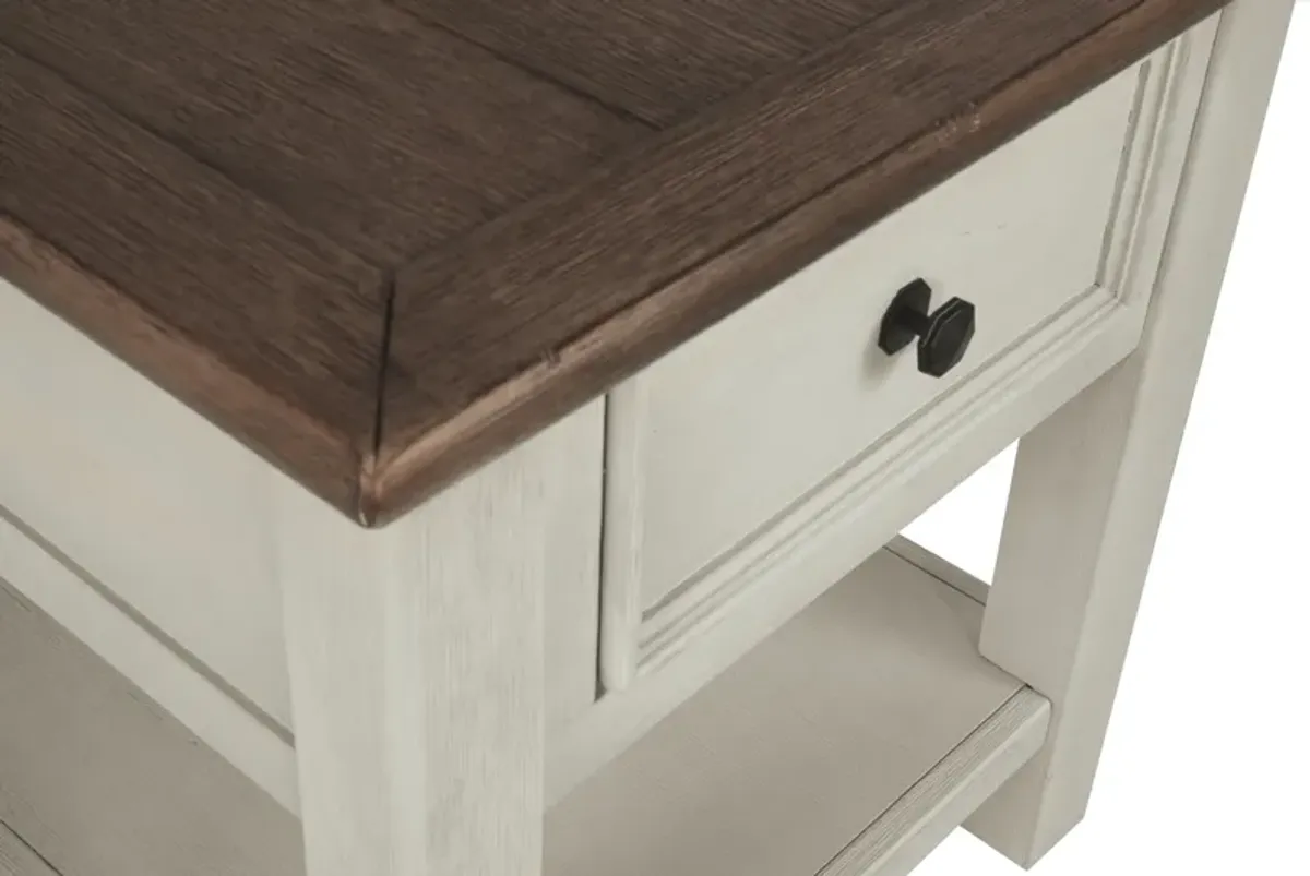 Bolanburg - White / Brown / Beige - Rectangular End Table