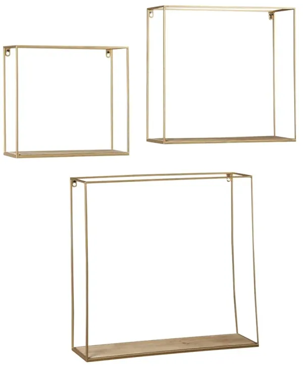 Efharis - Natural / Gold Finish - Wall Shelf Set (Set of 3)