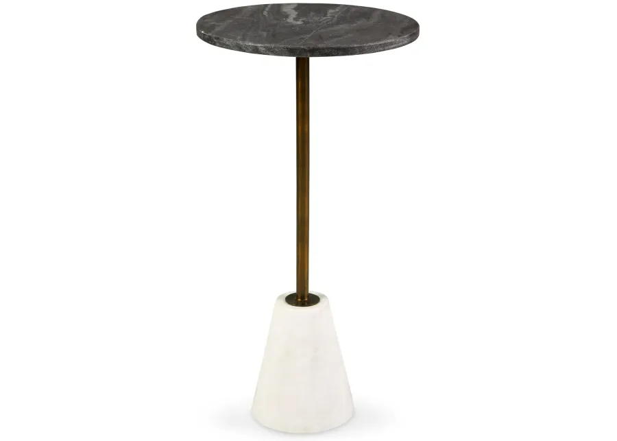 Caramont - Black / White / Gold Finish - Accent Table With White Base