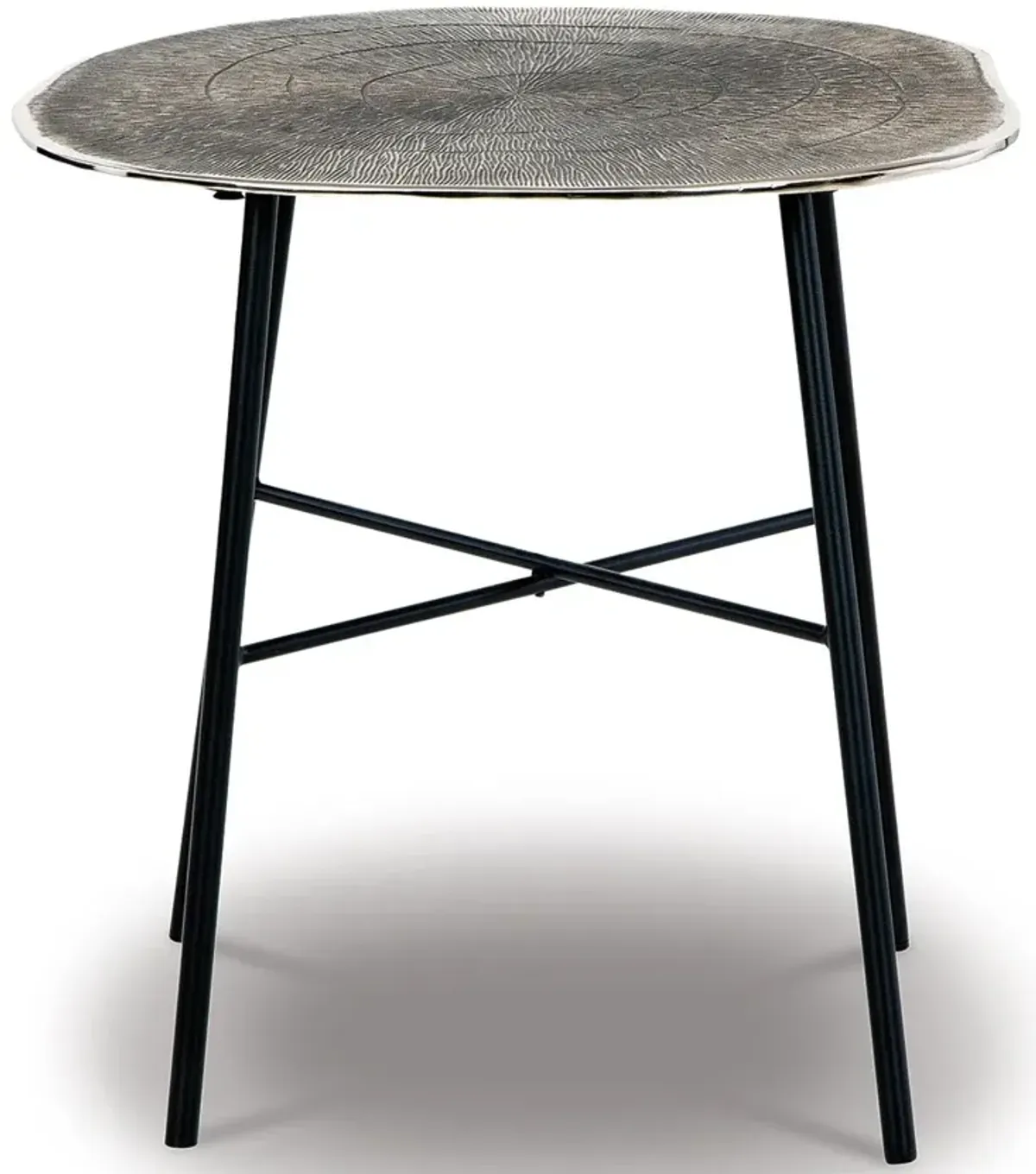 Laverford - Round End Table - Chrome / Black
