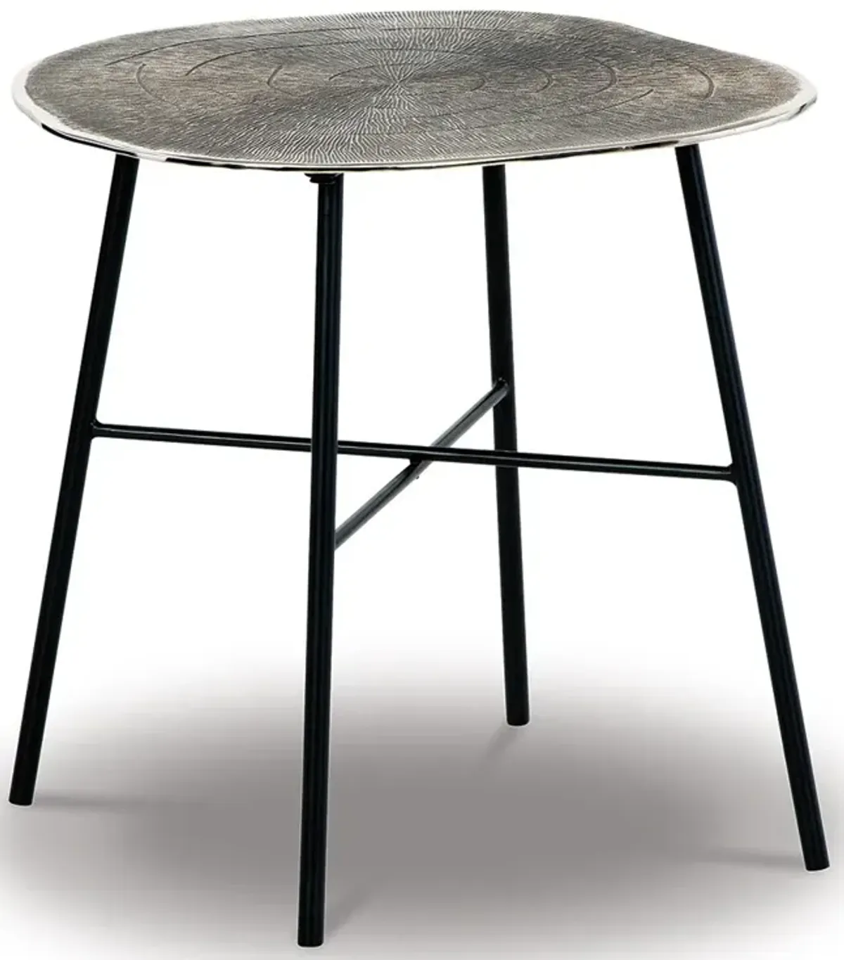 Laverford - Round End Table - Chrome / Black