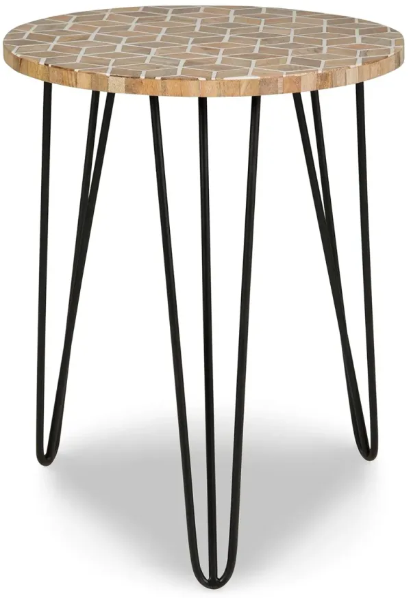 Drovelett - White / Light Brown - Accent Table