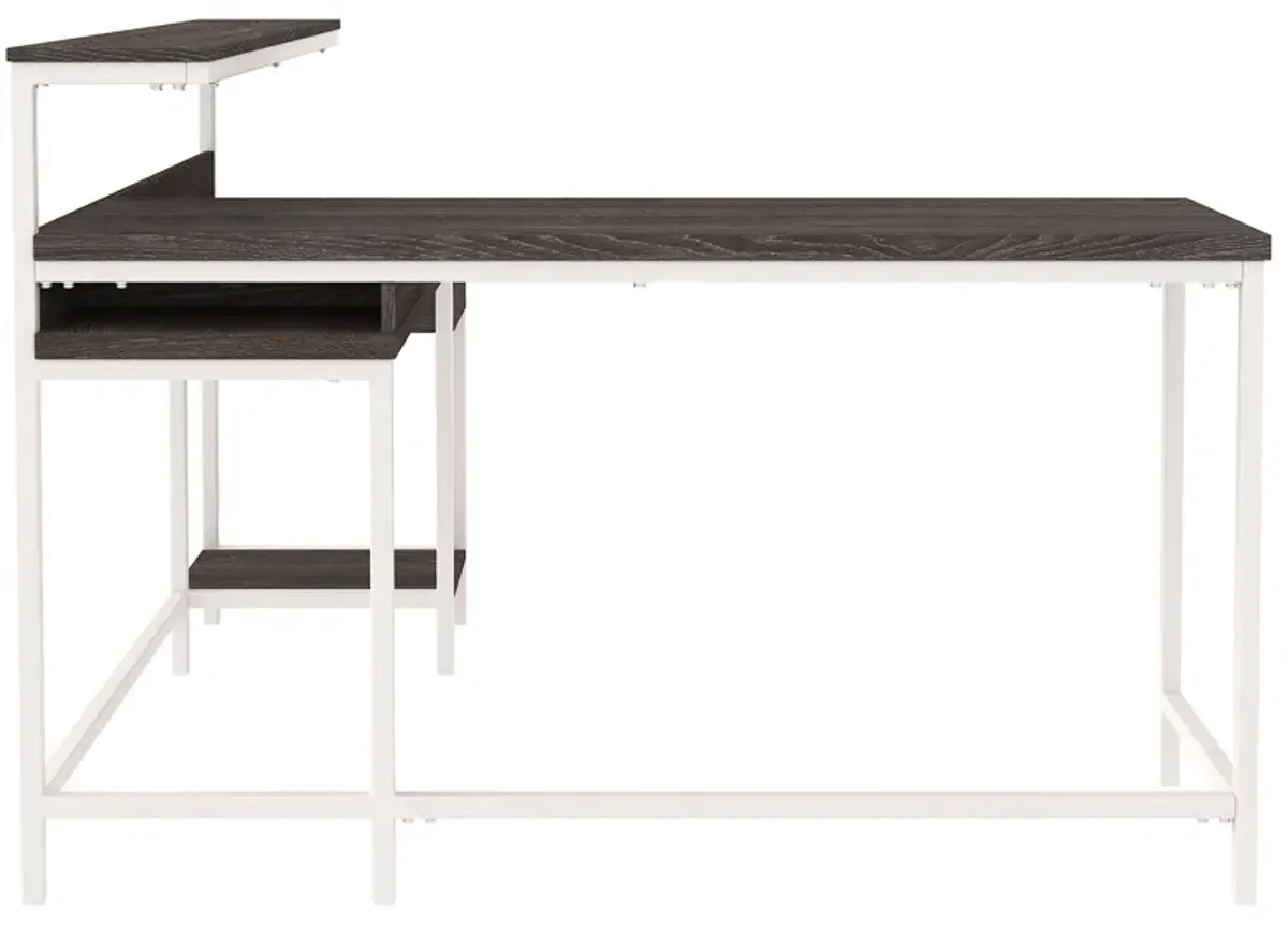 Dorrinson - White / Black / Gray - L-desk With Storage