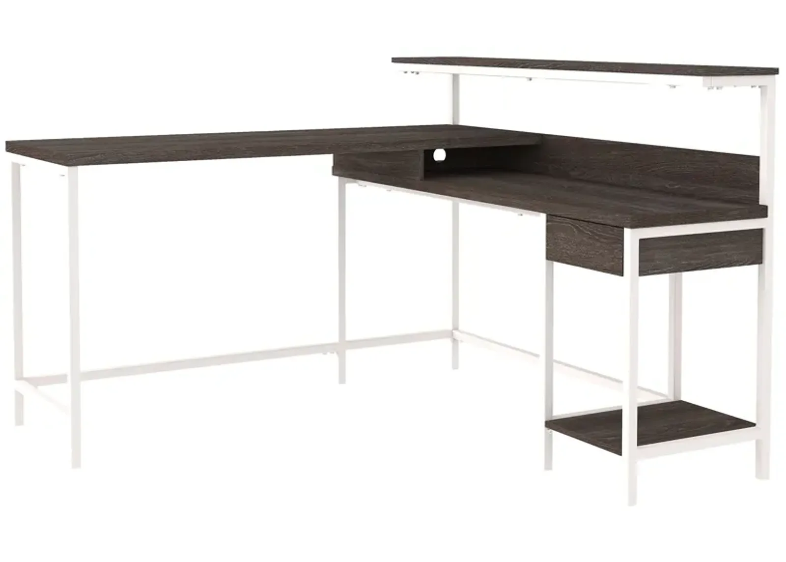 Dorrinson - White / Black / Gray - L-desk With Storage