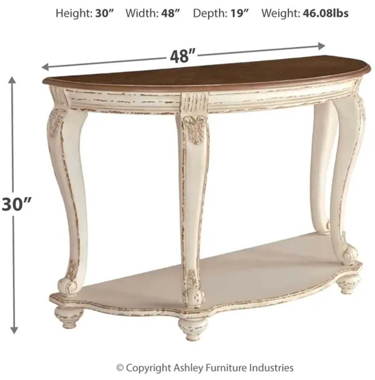 Realyn - White / Brown - Sofa Table