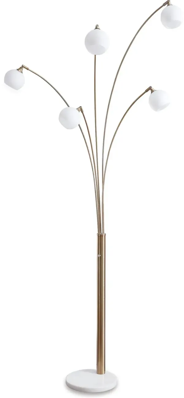 Taliya - Metal Arc Lamp  - Champagne / White
