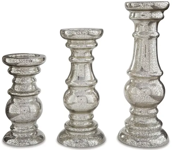 Rosario - Silver Finish - Candle Holder Set (Set of 3)