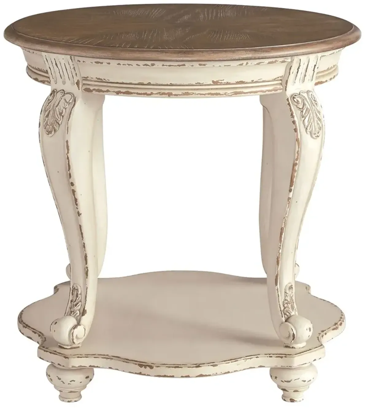 Realyn - White / Brown - Round End Table