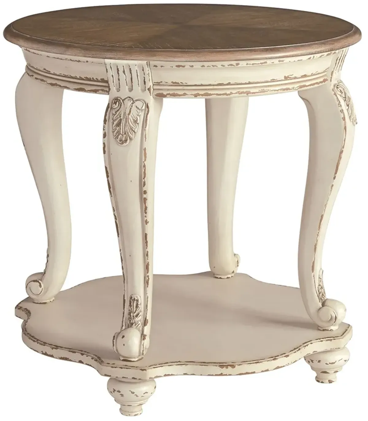 Realyn - White / Brown - Round End Table