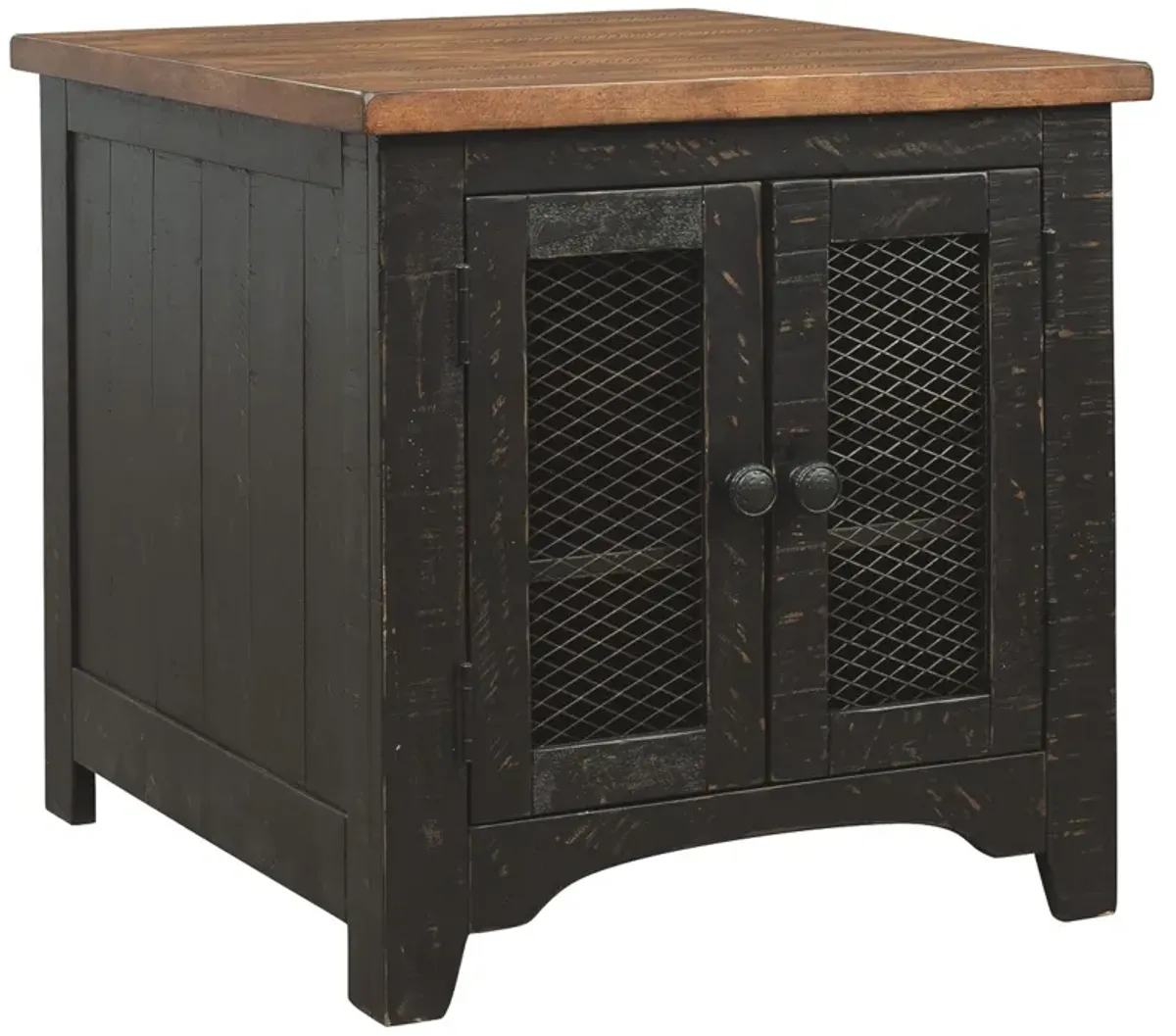 Valebeck - Rectangular End Table - Black / Brown