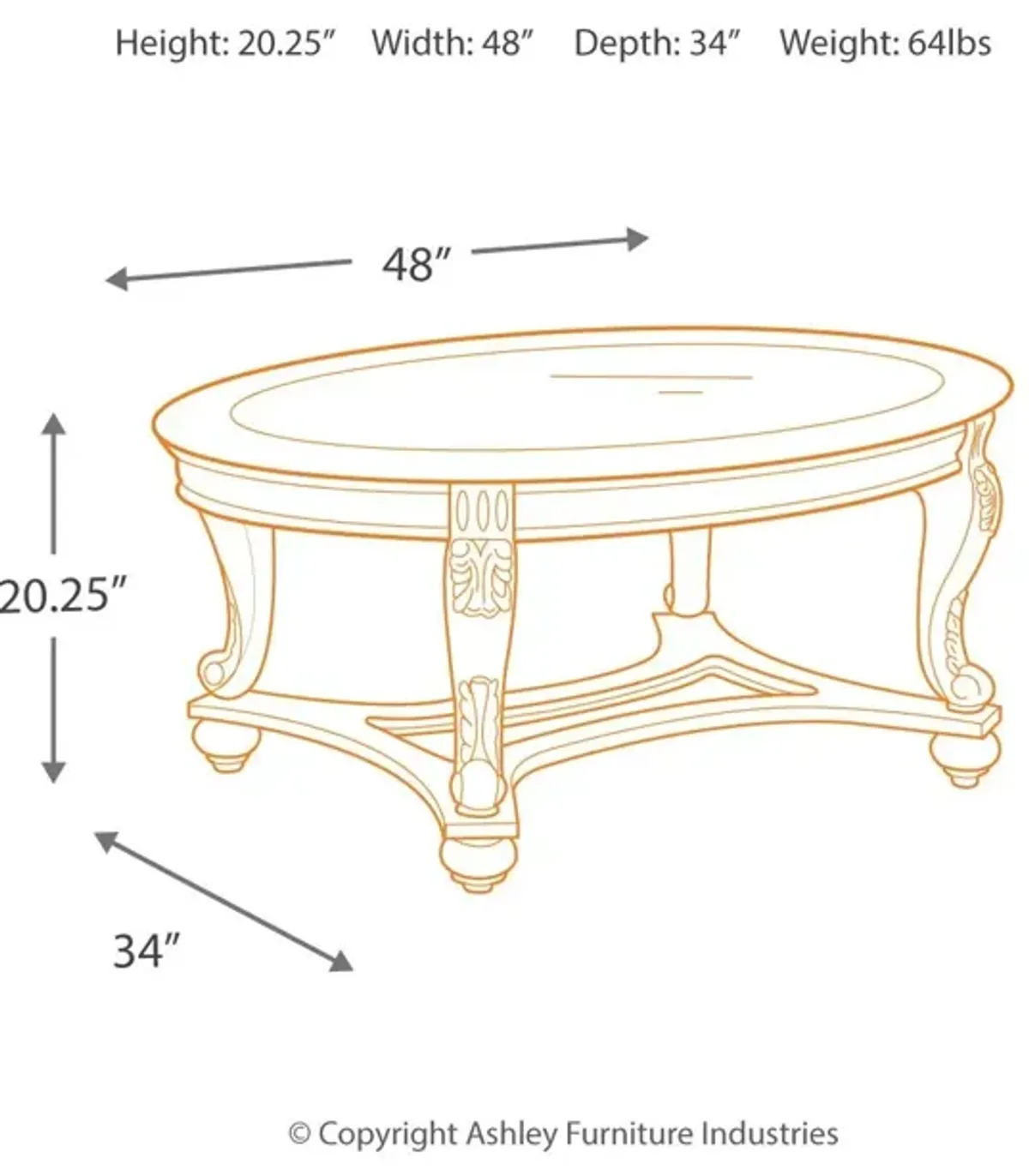 Norcastle - Dark Brown - Oval Cocktail Table