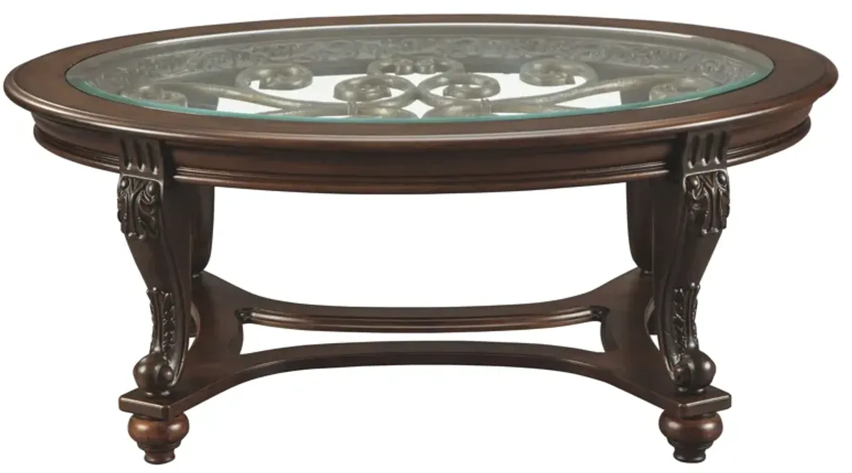 Norcastle - Dark Brown - Oval Cocktail Table