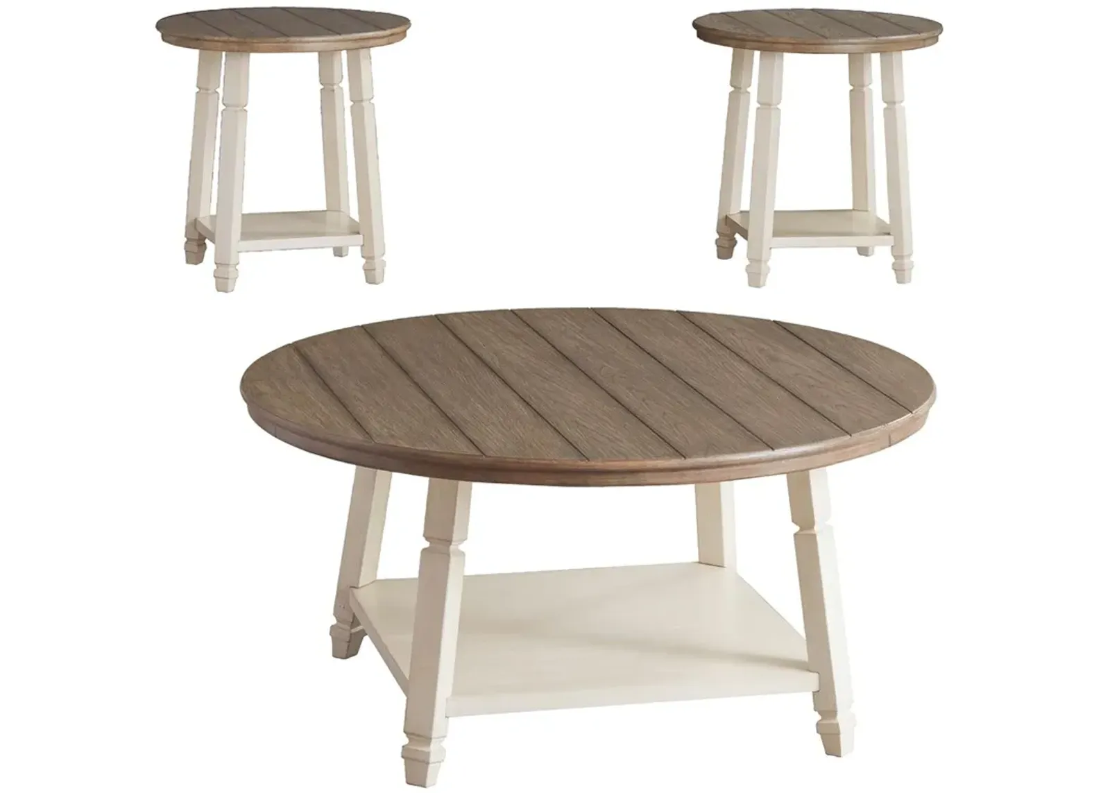 Bolanbrook - White / Brown / Beige - Occasional Table Set (Set of 3)