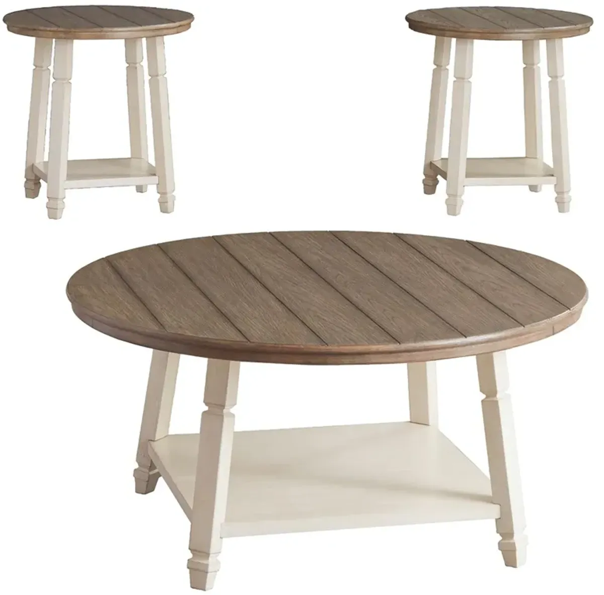 Bolanbrook - Occasional Table Set (Set of 3) - White / Brown / Beige