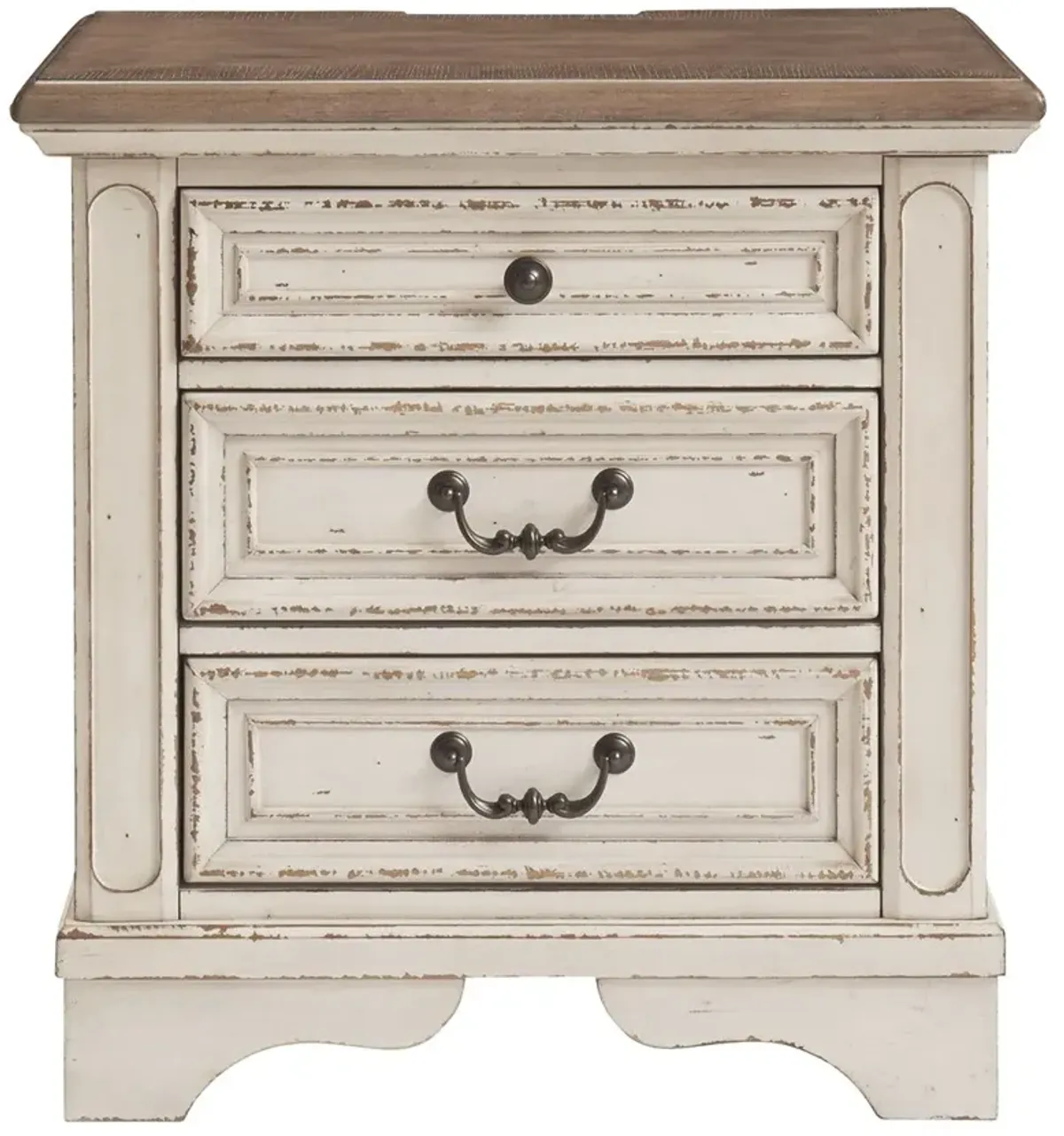 Realyn - White / Brown / Beige - Three Drawer Night Stand