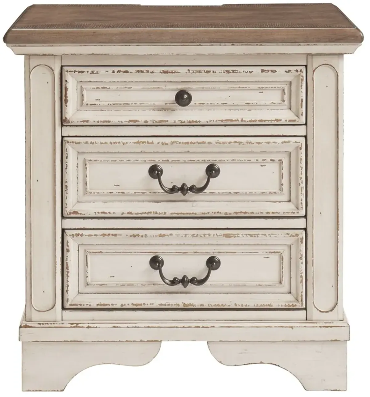 Realyn - White / Brown / Beige - Three Drawer Night Stand