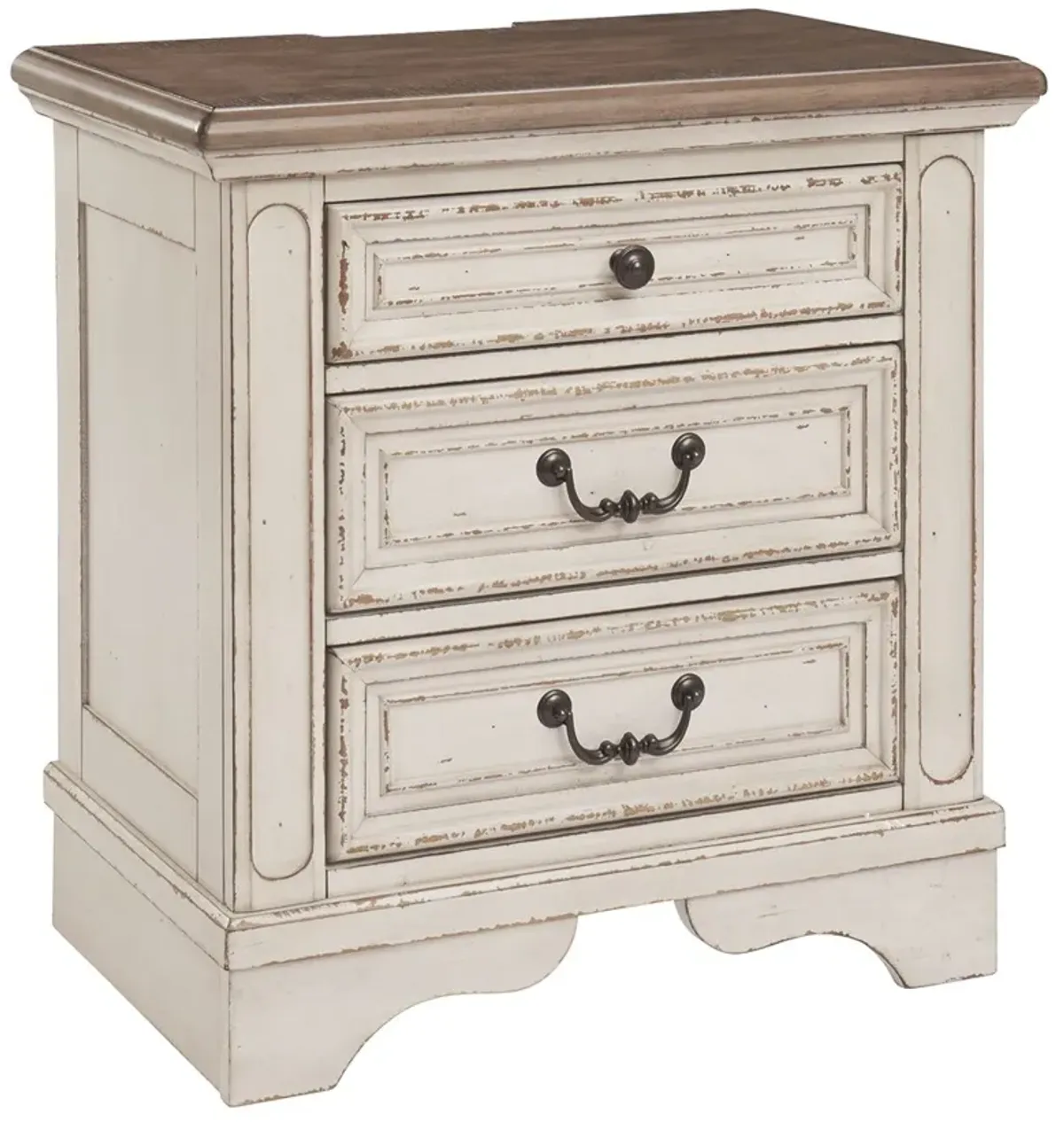 Realyn - White / Brown / Beige - Three Drawer Night Stand