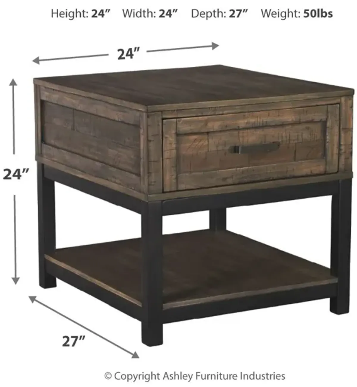 Johurst - Grayish Brown - Rectangular End Table