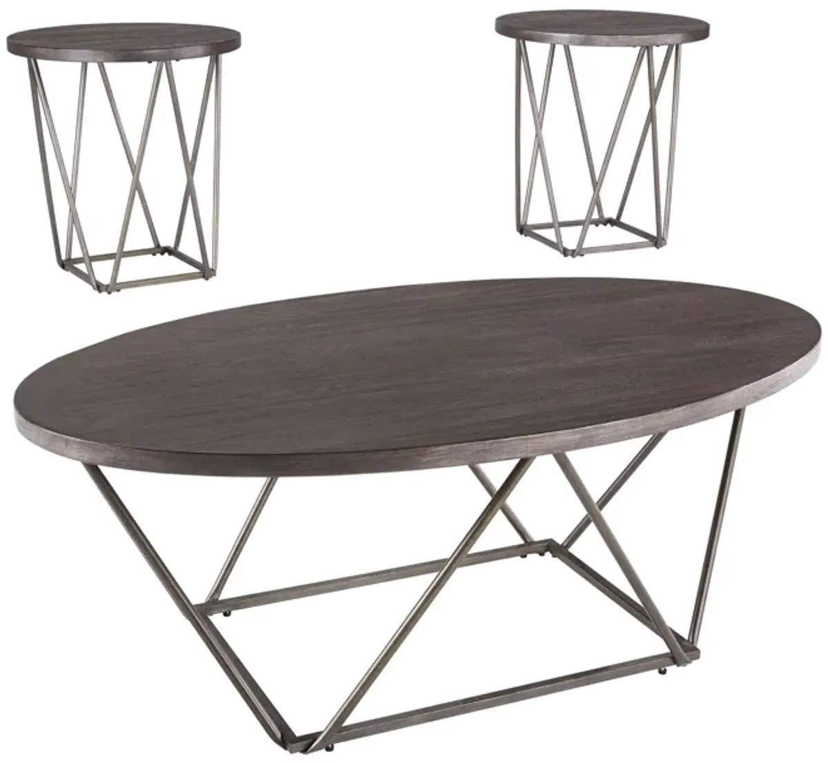 Neimhurst - Dark Brown - Occasional Table Set (Set of 3)